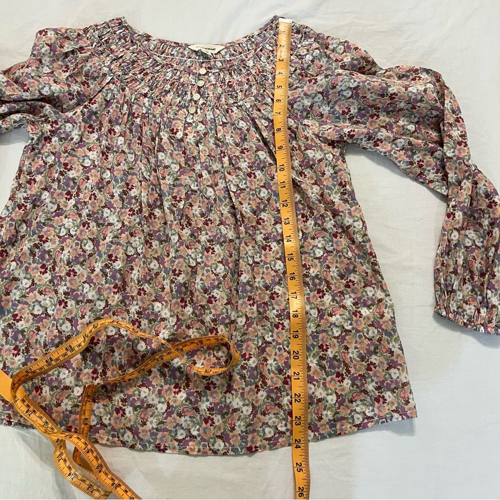 Lucky Brand Floral Boho Peasant Blouse Long Sleeve Prairie Cottagecore XS - Picture 8 of 14